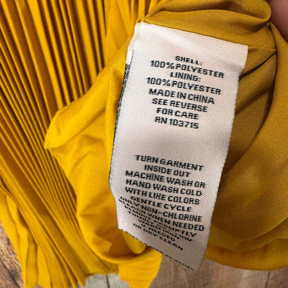 Nanette Lepore Mustard Yellow Pleated Smocked Waist Midi Dress 6 Feminine Chic - Picture 6 of 7